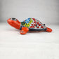 Talavera-Style Ceramic Turtle Figurine | Red-Orange & Multicolor Mexican Folk Art