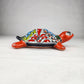 Talavera-Style Ceramic Turtle Figurine | Red-Orange & Multicolor Mexican Folk Art