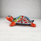 Talavera-Style Ceramic Turtle Figurine | Red-Orange & Multicolor Mexican Folk Art