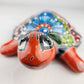 Talavera-Style Ceramic Turtle Figurine | Red-Orange & Multicolor Mexican Folk Art