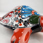 Talavera-Style Ceramic Turtle Figurine | Red-Orange & Multicolor Mexican Folk Art