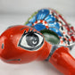 Talavera-Style Ceramic Turtle Figurine | Red-Orange & Multicolor Mexican Folk Art