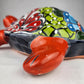 Talavera-Style Ceramic Turtle Figurine | Red-Orange & Multicolor Mexican Folk Art