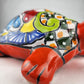 Red-Orange Talavera Style Turtle Figurine – Mexican Ceramic Folk Art Décor