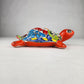 Orange Talavera-Style Ceramic Turtle Figurine 9.5" – Mexican Folk Art Décor