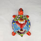Orange Talavera-Style Ceramic Turtle Figurine 9.5" – Mexican Folk Art Décor