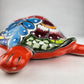 Orange Talavera-Style Ceramic Turtle Figurine 9.5" – Mexican Folk Art Décor