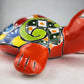 Orange Talavera-Style Ceramic Turtle Figurine 9.5" – Mexican Folk Art Décor