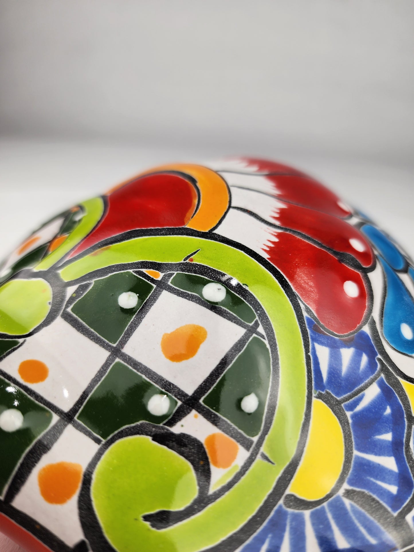 Orange Talavera-Style Ceramic Turtle Figurine 9.5" – Mexican Folk Art Décor