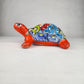 Red-Orange Talavera-Style Turtle Figurine 11" – Mexican Folk Art Décor