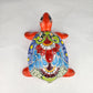 Red-Orange Talavera-Style Turtle Figurine 11" – Mexican Folk Art Décor