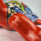 Red-Orange Talavera-Style Turtle Figurine 11" – Mexican Folk Art Décor