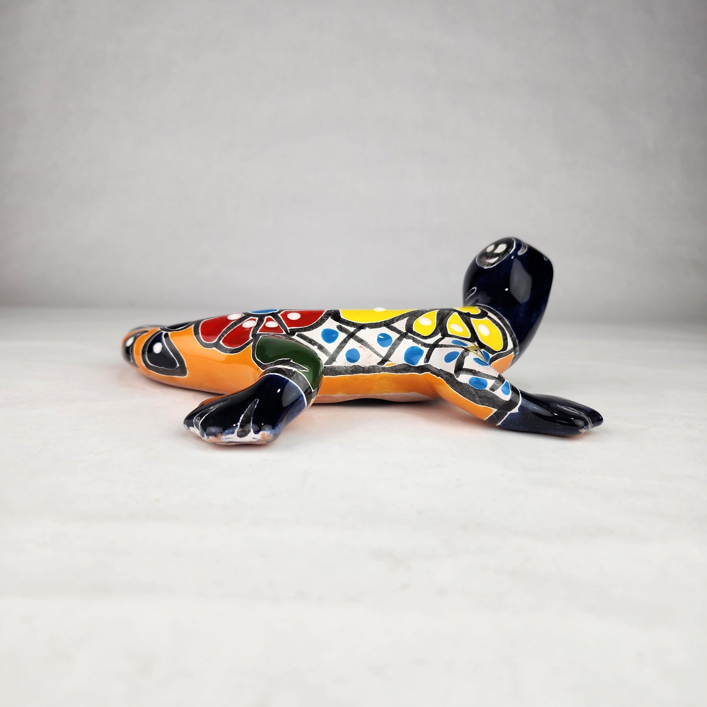 Blue Talavera-Style Gecko – Handcrafted Mexican Folk Art Décor