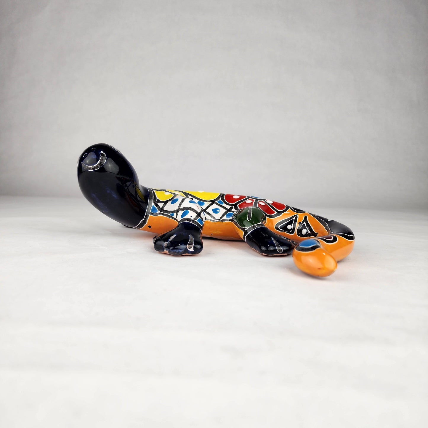 Blue Talavera-Style Gecko – Handcrafted Mexican Folk Art Décor