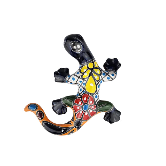 Blue Talavera-Style Gecko – Handcrafted Mexican Folk Art Décor