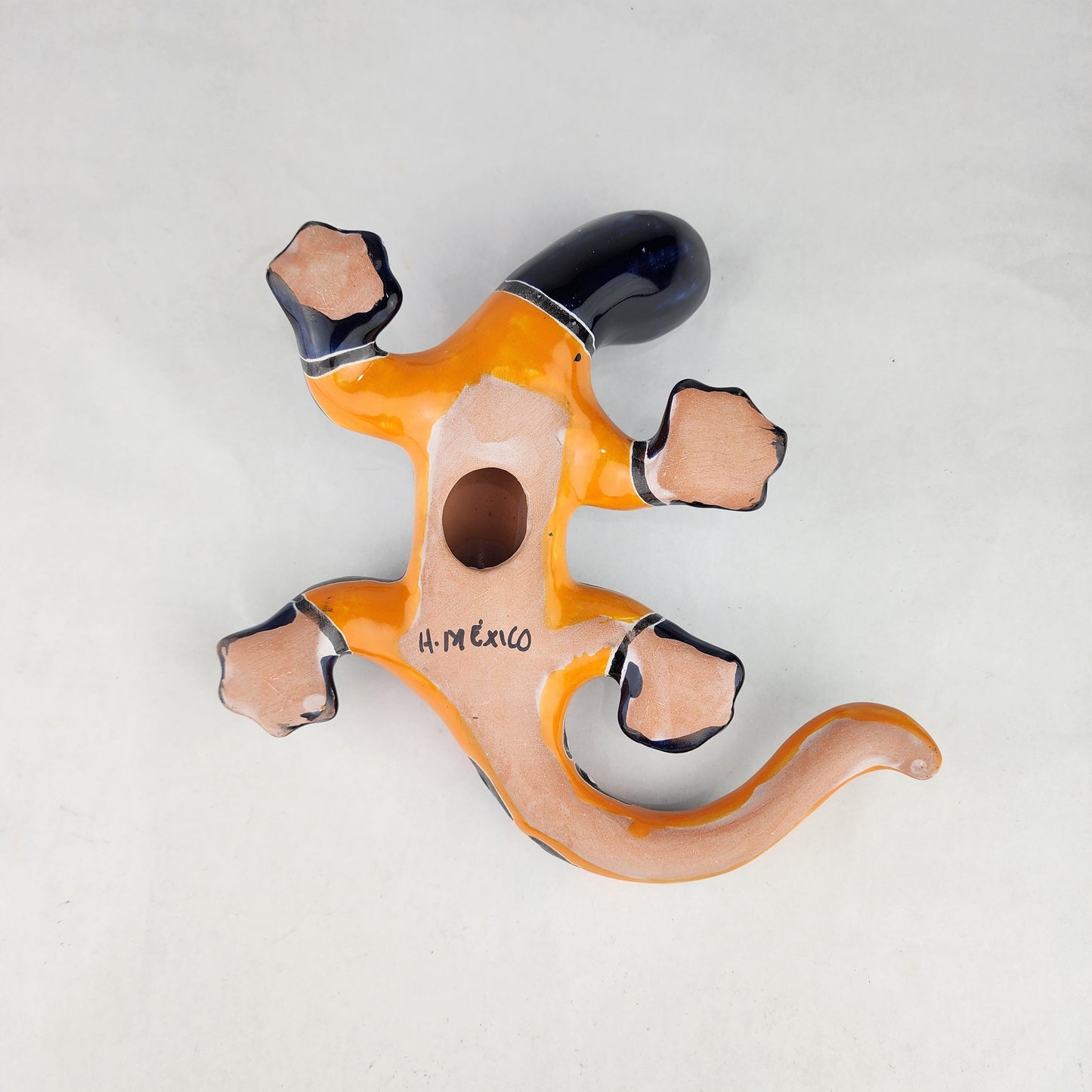 Blue Talavera-Style Gecko – Handcrafted Mexican Folk Art Décor