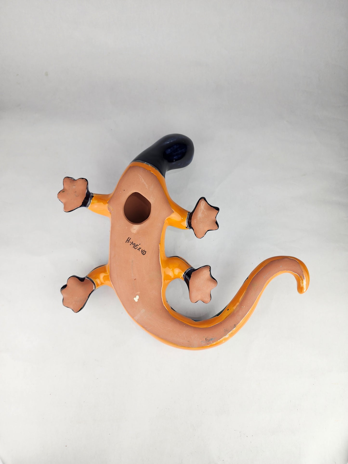 Blue & Orange Talavera-Style Gecko – Handcrafted Mexican Folk Art