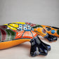 Blue & Orange Talavera-Style Gecko – Handcrafted Mexican Folk Art