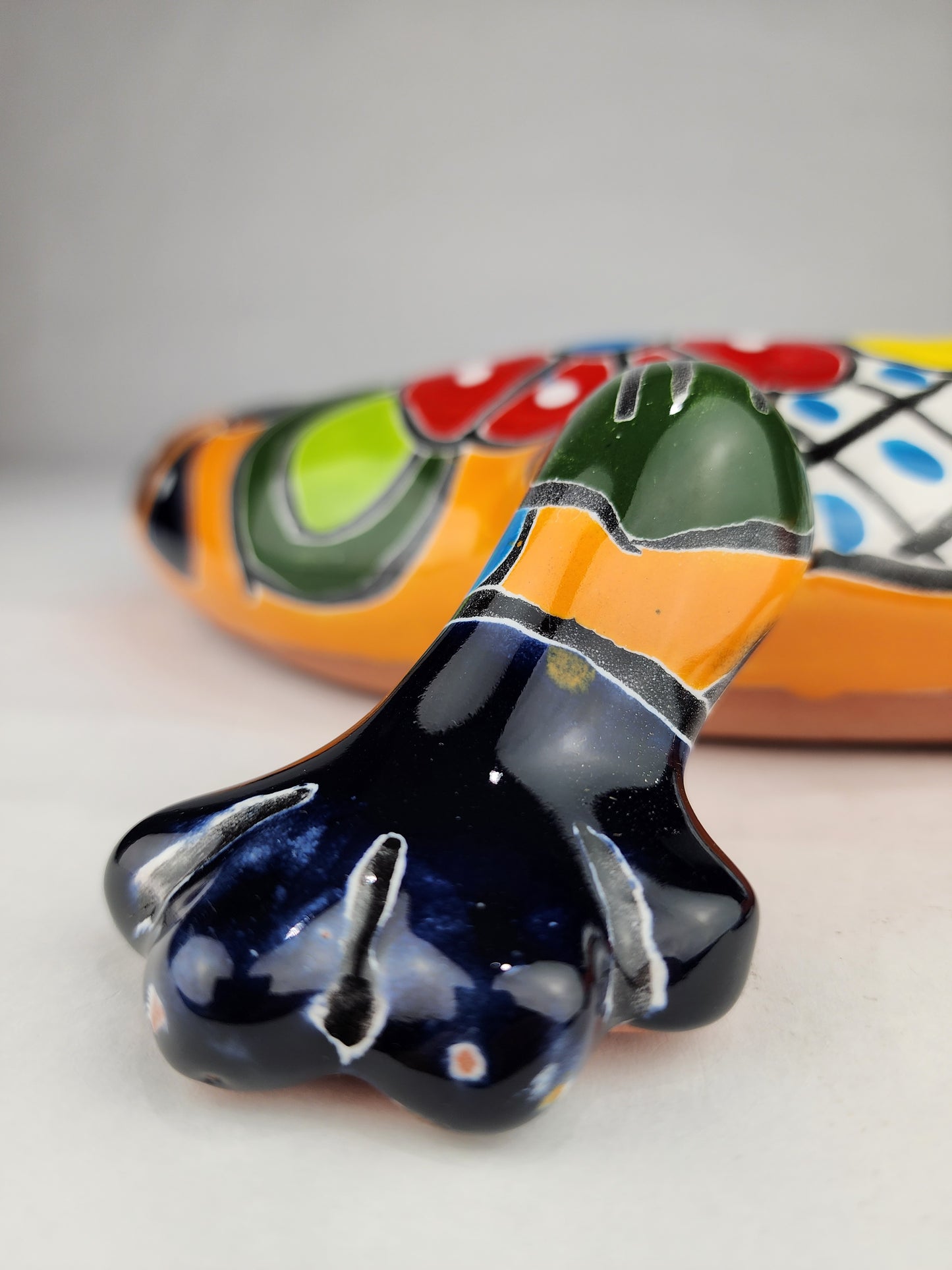 Blue & Orange Talavera-Style Gecko – Handcrafted Mexican Folk Art