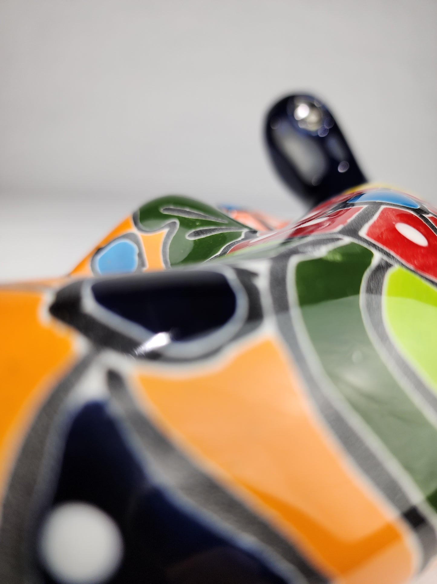 Blue & Orange Talavera-Style Gecko – Handcrafted Mexican Folk Art