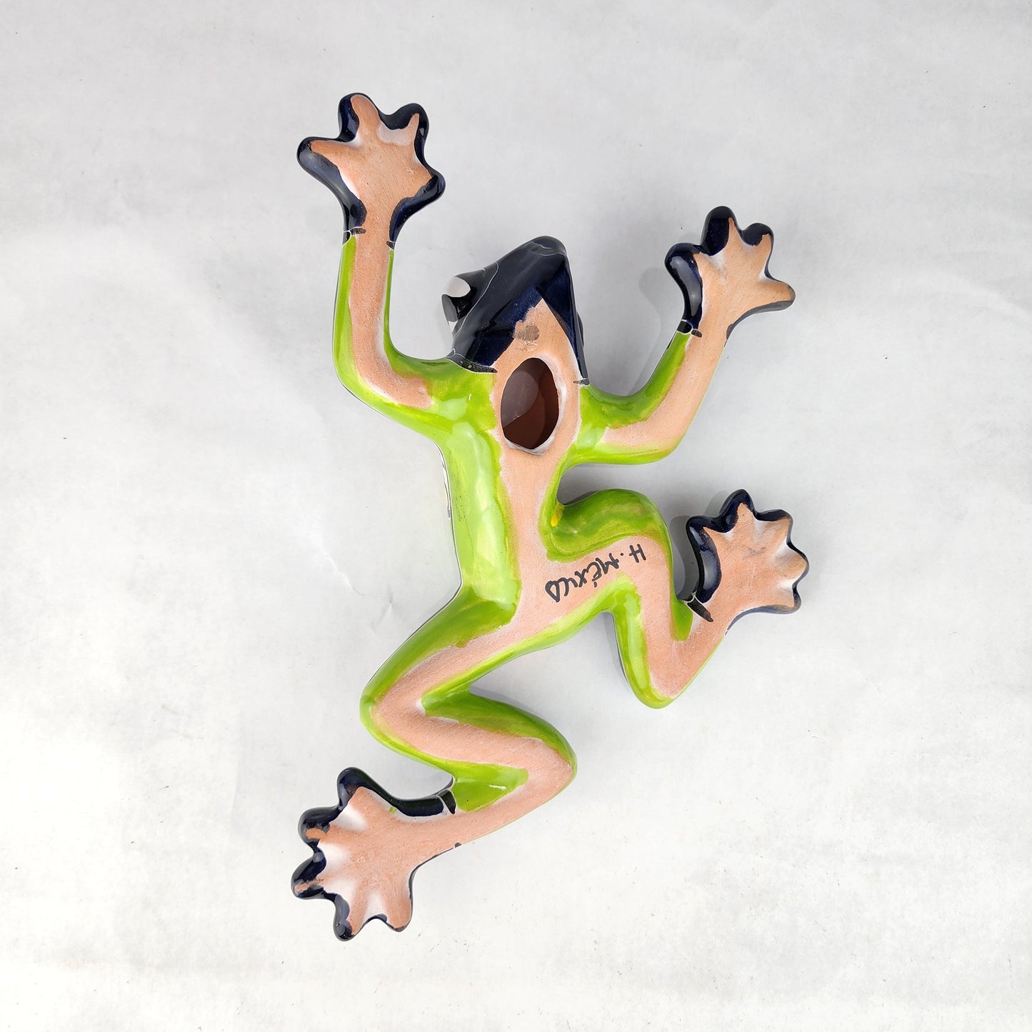 Blue Talavera-Style Frog – Handcrafted Mexican Folk Art Décor