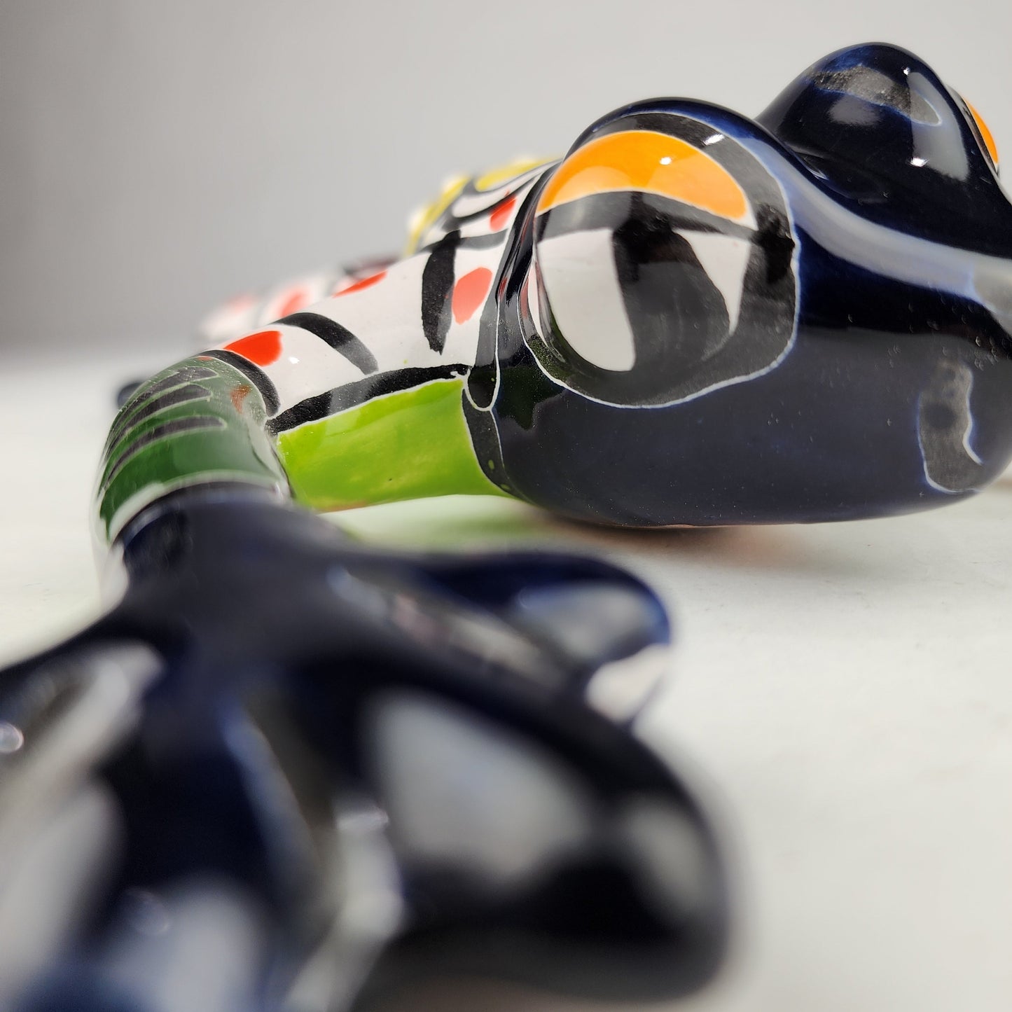 Blue Talavera-Style Frog – Handcrafted Mexican Folk Art Décor