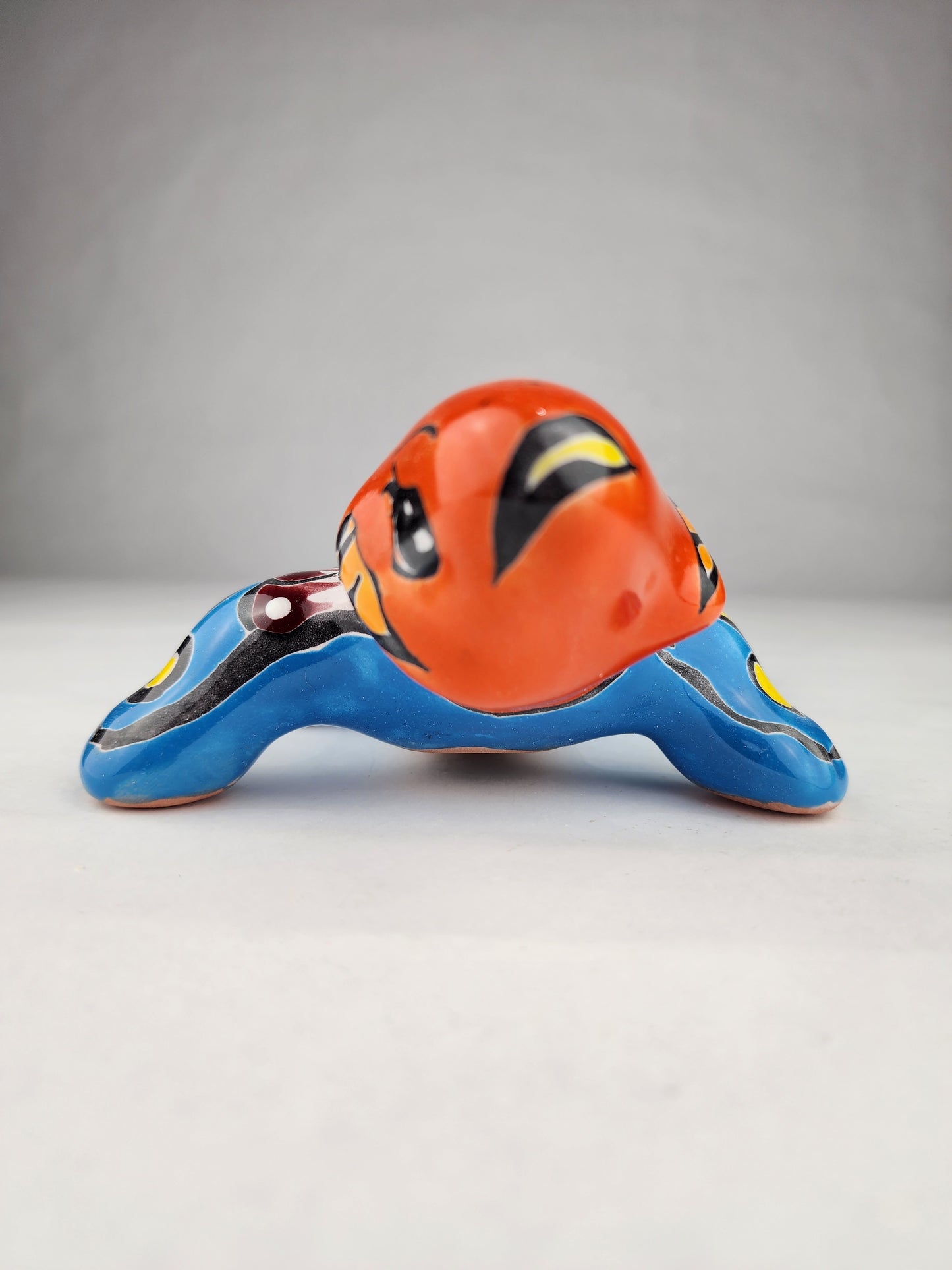 Sky Blue & Orange Talavera-Style Iguana – Mexican Folk Art Décor