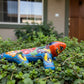 Sky Blue & Orange Talavera-Style Iguana – Mexican Folk Art Décor