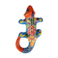 Orange ceramic iguana with colorful patterns