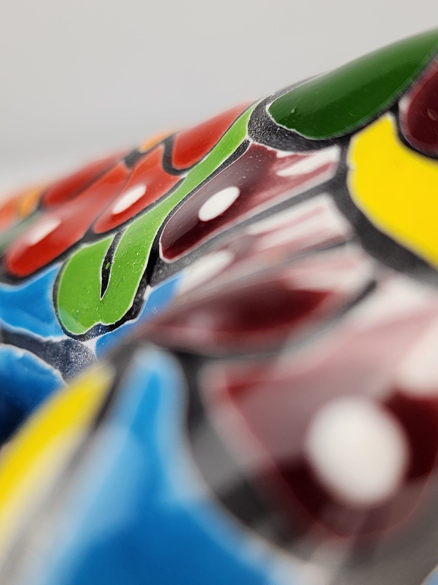 Sky Blue & Orange Talavera-Style Iguana – Mexican Folk Art Décor