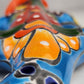 Sky Blue & Orange Talavera-Style Iguana – Mexican Folk Art Décor