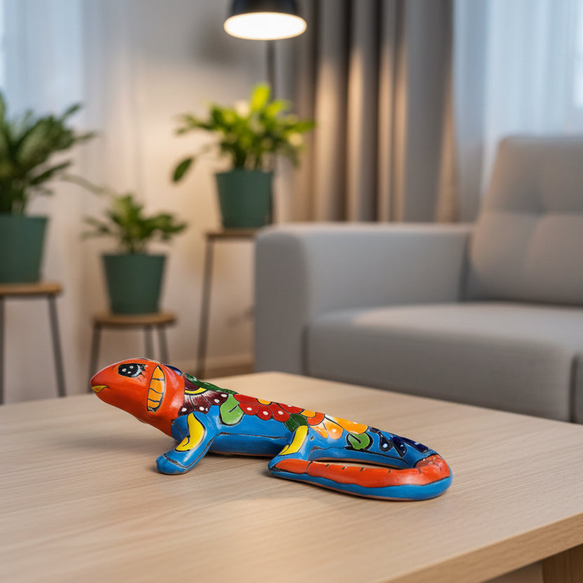 Colorful ceramic iguana