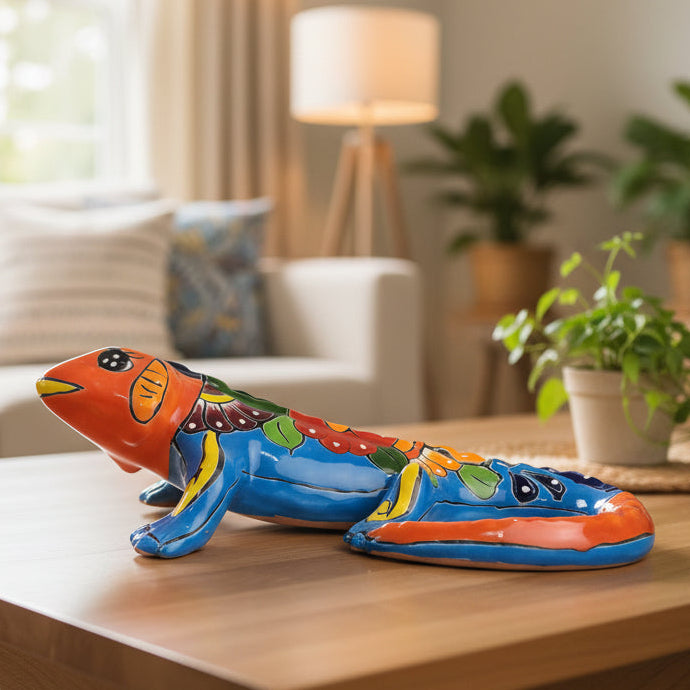 Shop handcrafted Talavera ceramic iguana figurines collection.