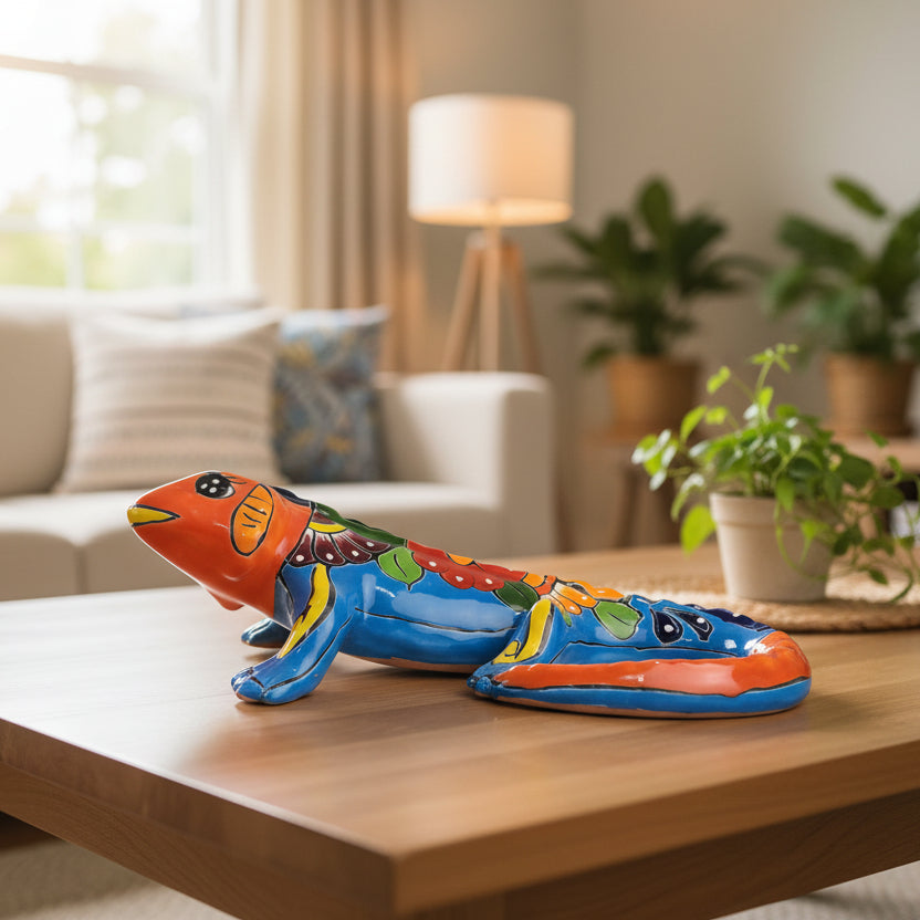 Colorful ceramic iguana talavera style