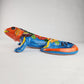Talavera-Style Ceramic Iguana Wall Décor | Orange & Turquoise-Blue Mexican Folk Art