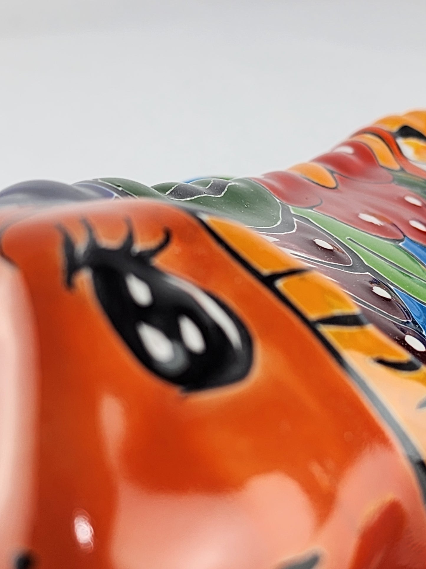 Talavera-Style Ceramic Iguana Wall Décor | Orange & Turquoise-Blue Mexican Folk Art