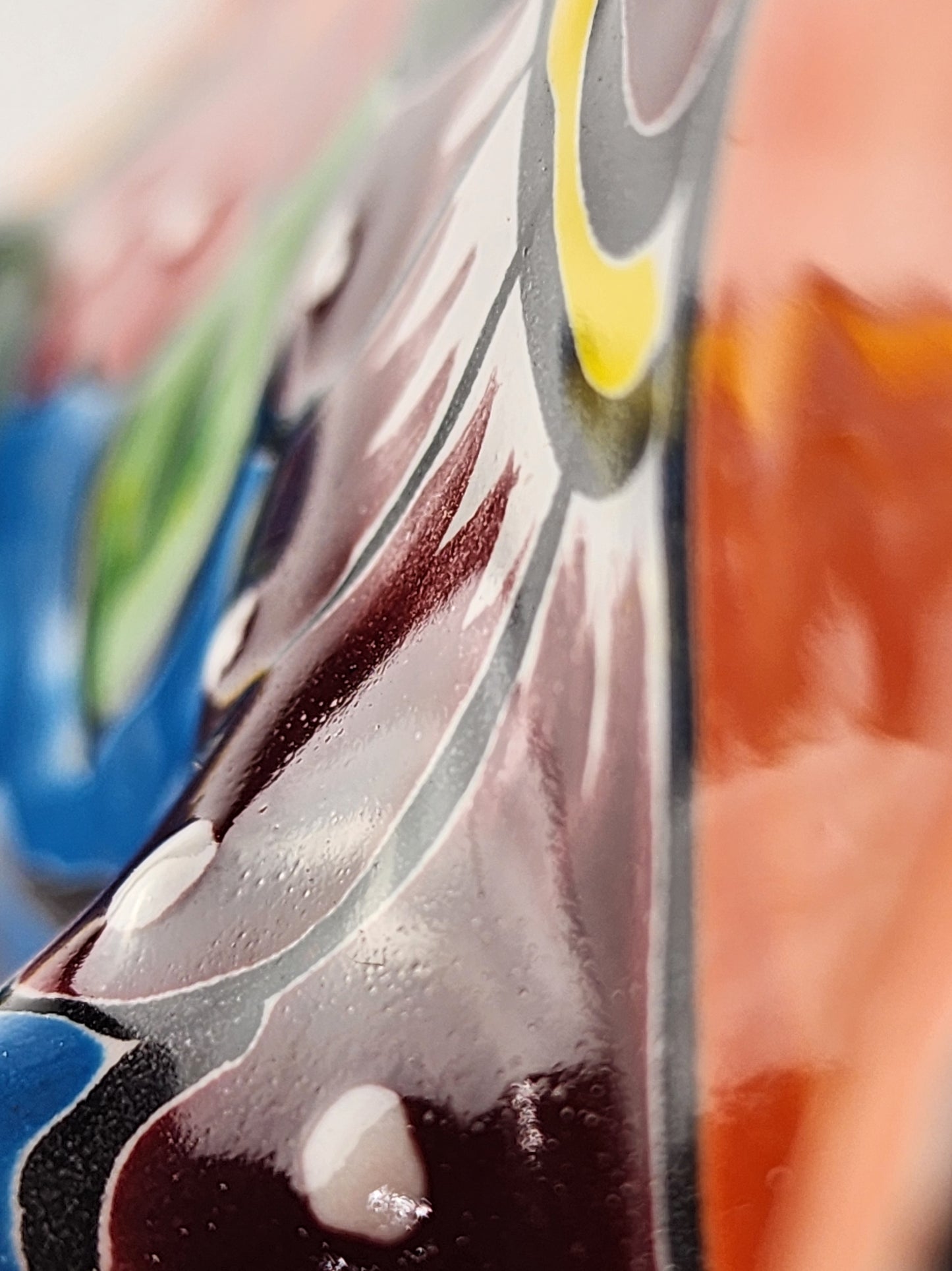 Talavera-Style Ceramic Iguana Wall Décor | Orange & Turquoise-Blue Mexican Folk Art