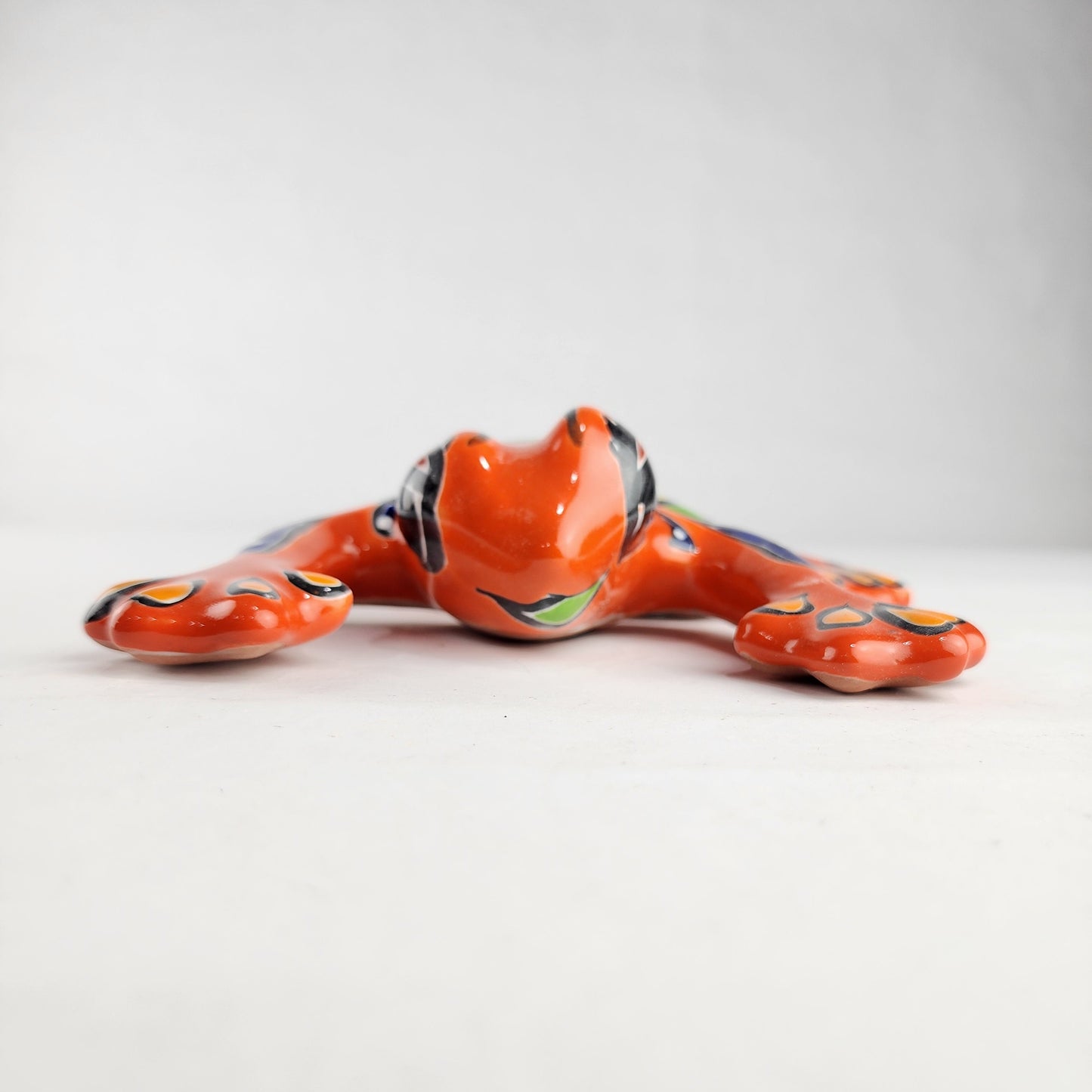 Orange Talavera-Style Frog – Handcrafted Mexican Folk Art Décor