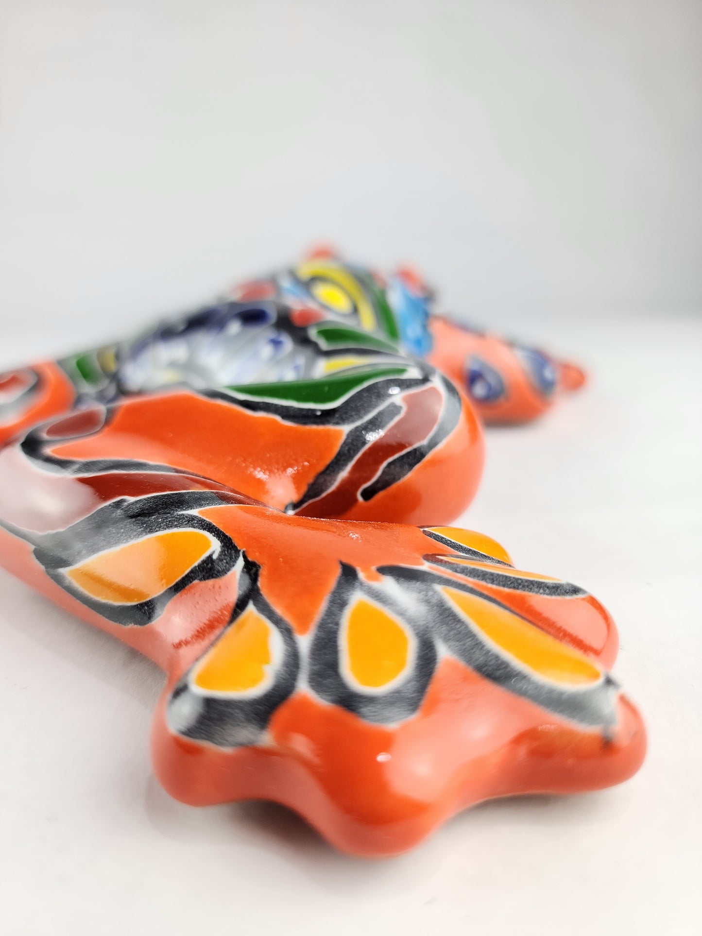 Orange Talavera-Style Frog – Handcrafted Mexican Folk Art Décor