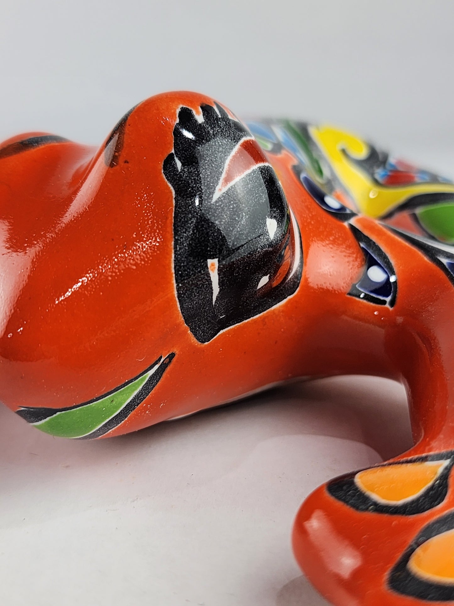 Orange Talavera-Style Frog – Handcrafted Mexican Folk Art Décor