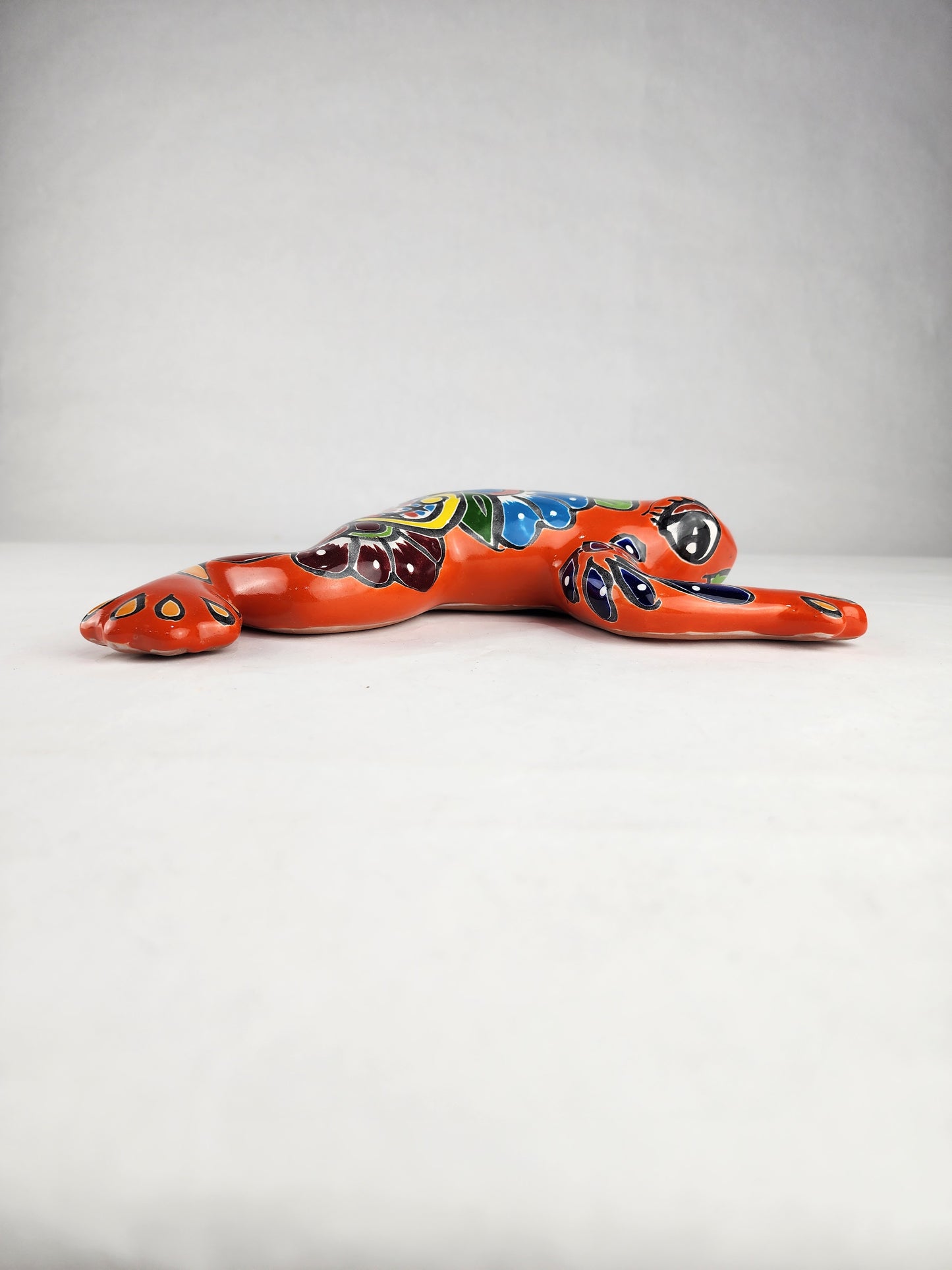 Orange Talavera-Style Frog – Handcrafted Mexican Folk Art Décor