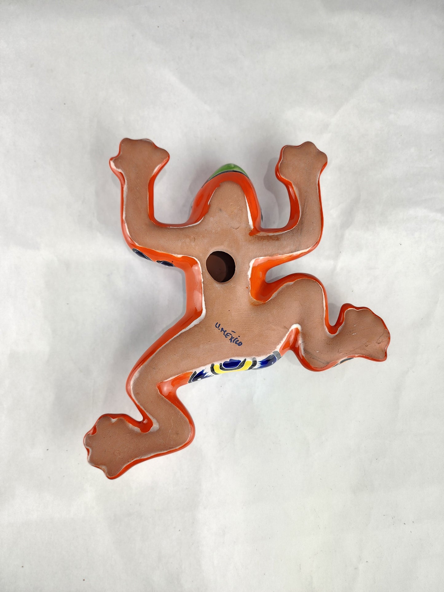 Orange Talavera-Style Frog – Handcrafted Mexican Folk Art Décor