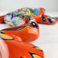 Orange Talavera-Style Frog – Handcrafted Mexican Folk Art Décor