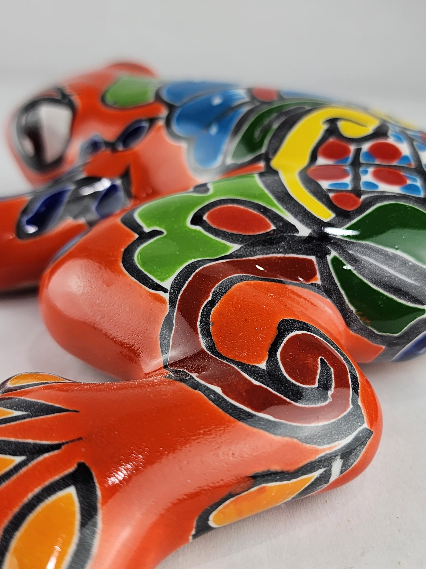Orange Talavera-Style Frog – Handcrafted Mexican Folk Art Décor