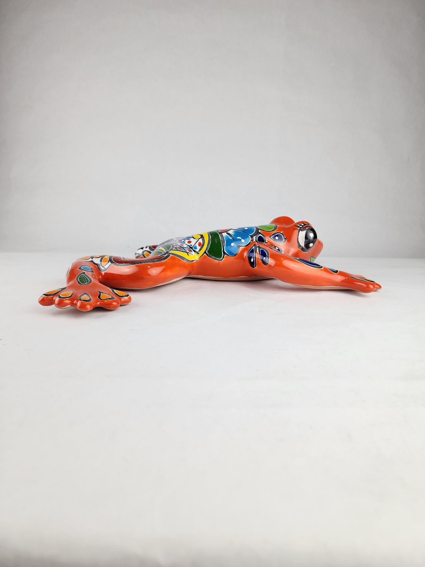 Orange Talavera-Style Frog – Handcrafted Mexican Folk Art Décor