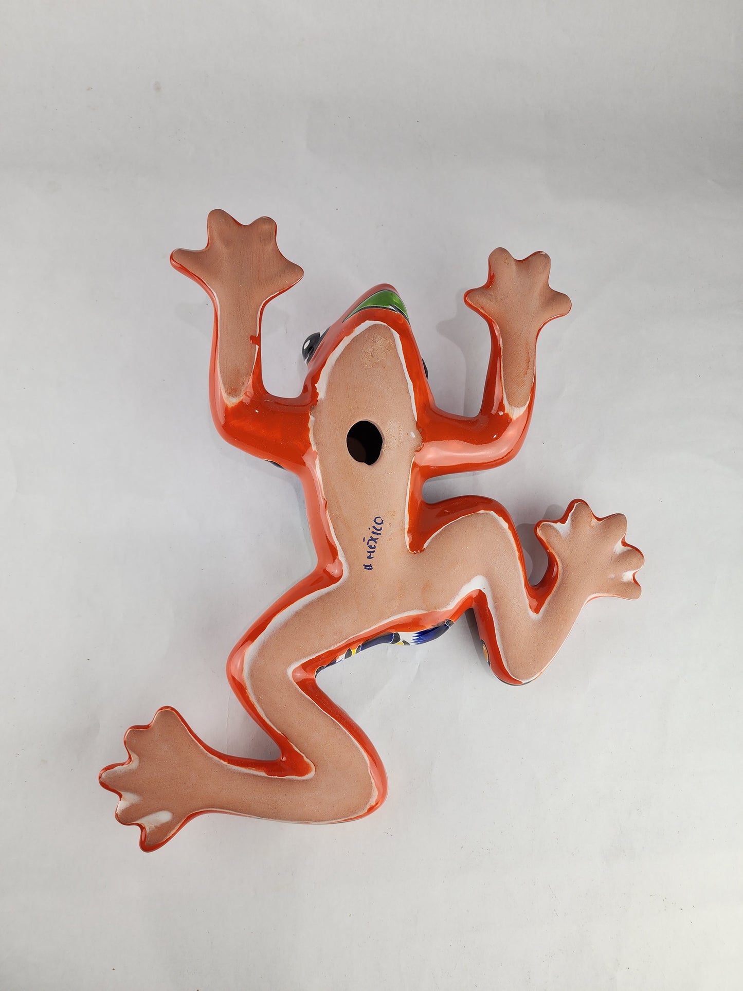 Orange Talavera-Style Frog – Handcrafted Mexican Folk Art Décor