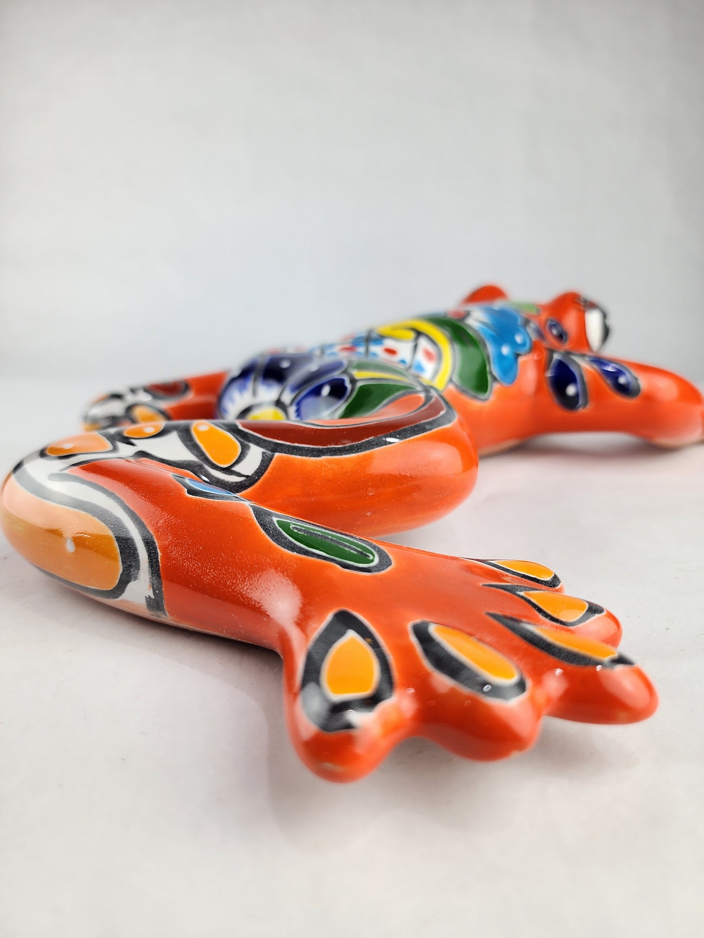 Orange Talavera-Style Frog – Handcrafted Mexican Folk Art Décor