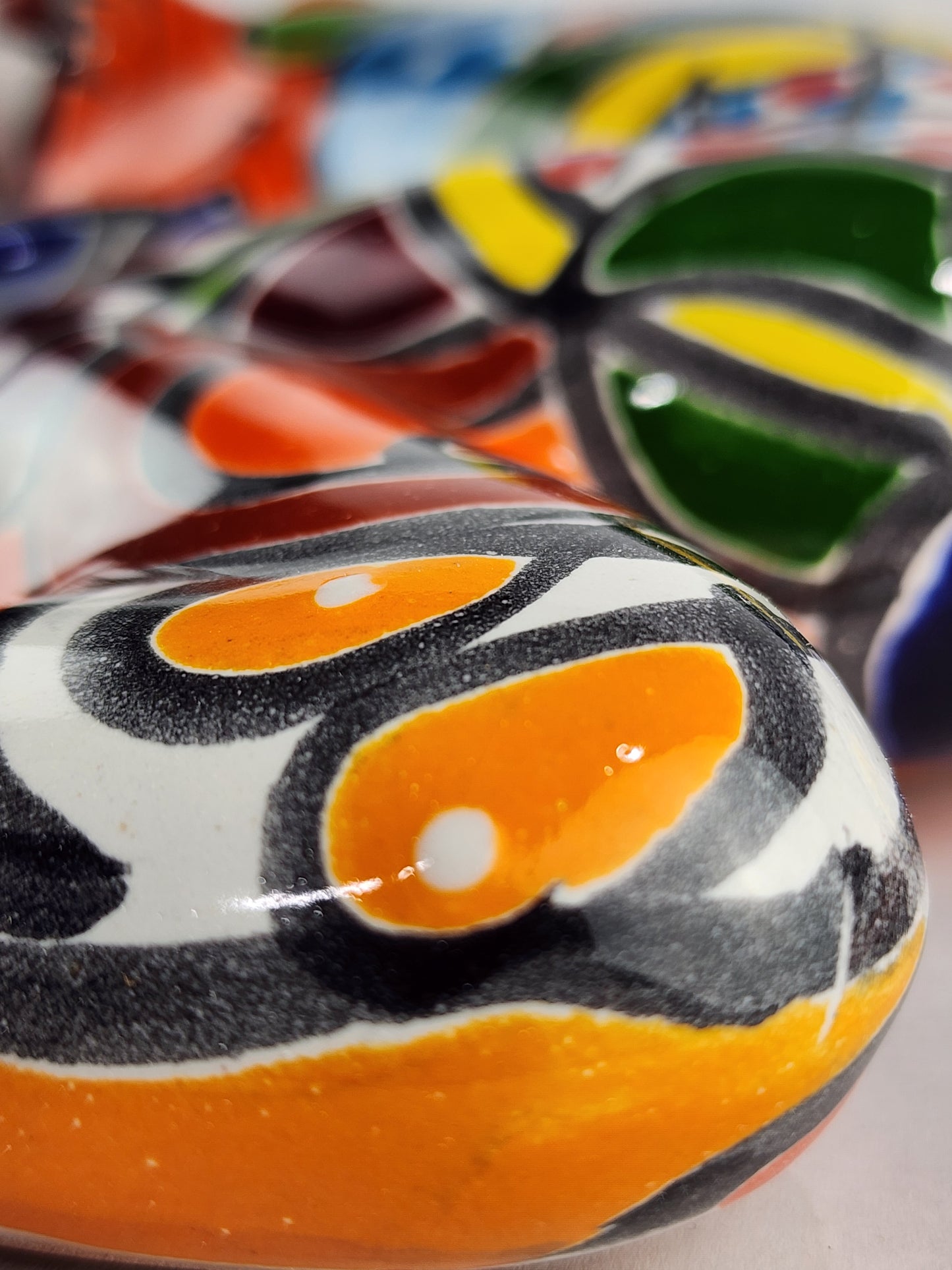 Orange Talavera-Style Frog – Handcrafted Mexican Folk Art Décor