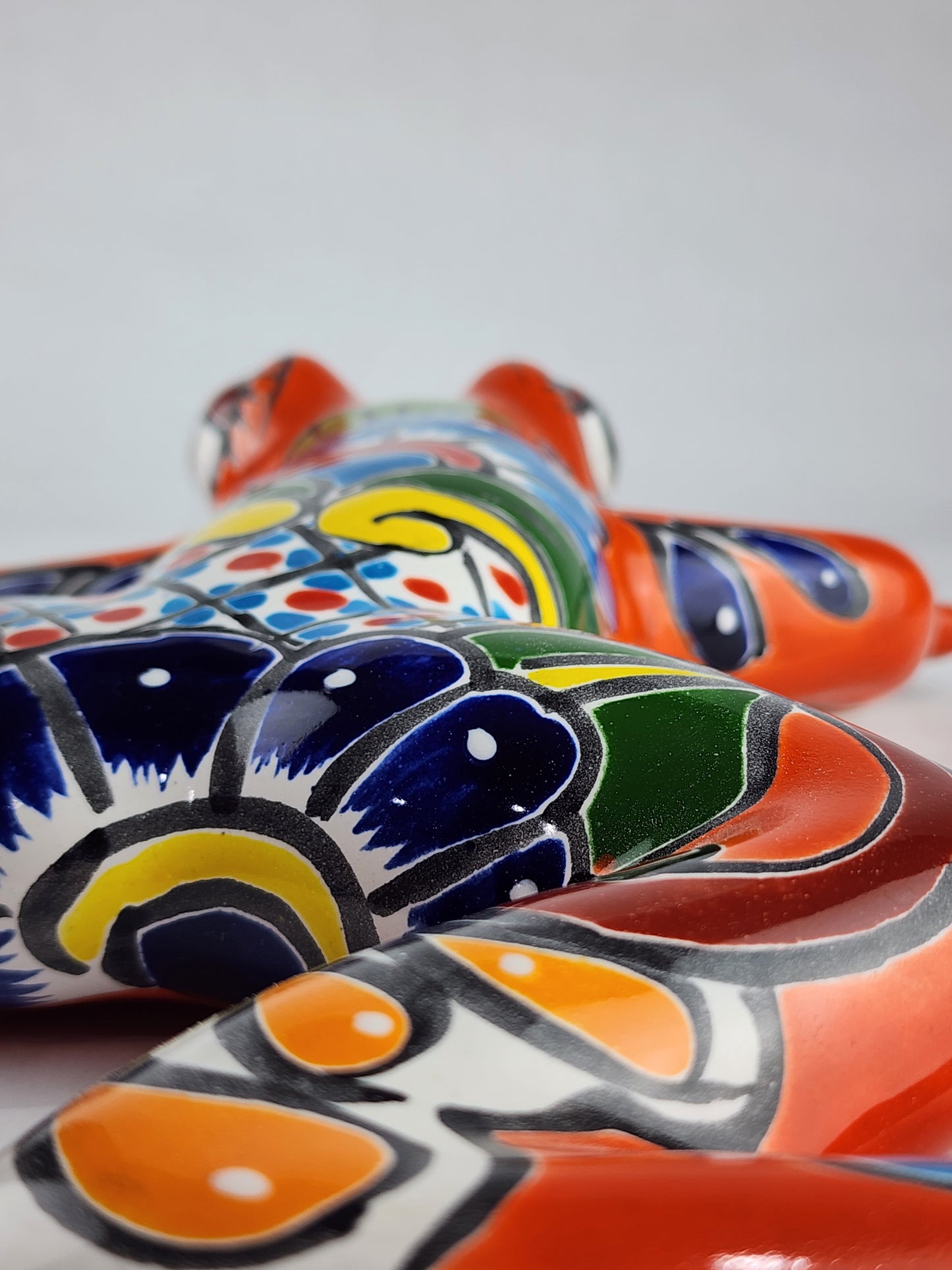 Orange Talavera-Style Frog – Handcrafted Mexican Folk Art Décor