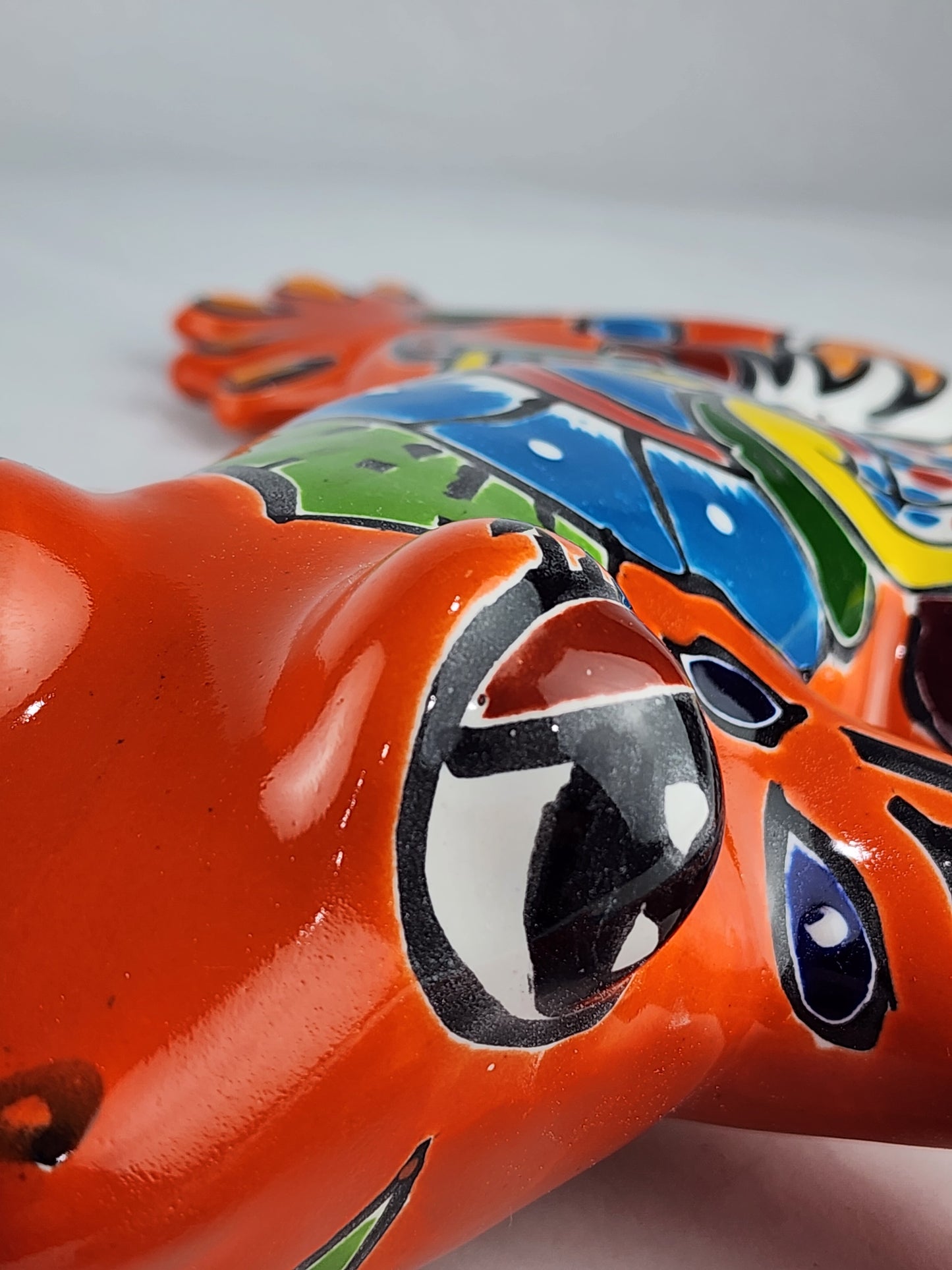 Orange Talavera-Style Frog – Handcrafted Mexican Folk Art Décor